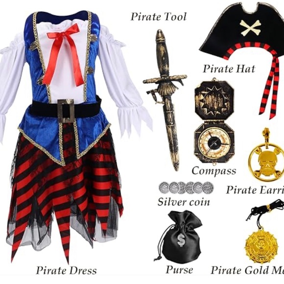 Halloween Girls Pirate Cosplay Pirate Costume with pirate hat - Picture 4 of 7